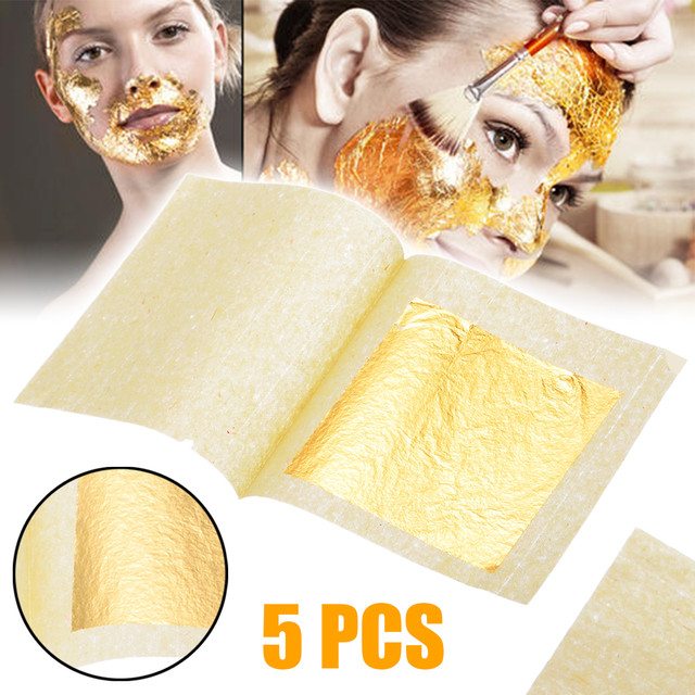 Edible Gold Leaf Cakes Near  24k Edible Gold Leaf Foil Sheets -  5/10/50/100pcs Gold - Aliexpress